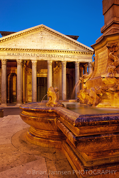Pantheon Fountain Rome Italy Dawn Pantheon Fountain Rome Italy Dawn