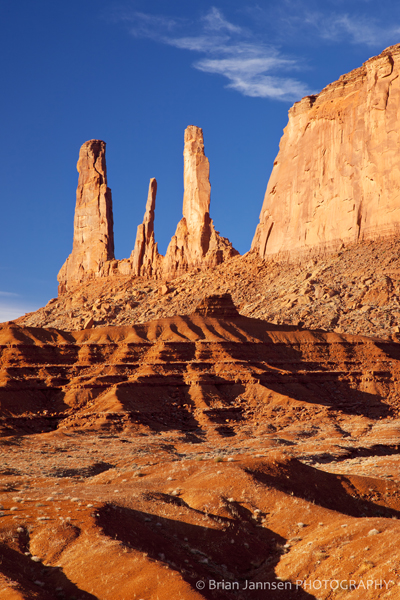 Sunrise Three Sisters Monument Valley Navajo Tribal Park Arizona Sunrise Three Sisters Monument Valley Navajo Tribal Park Arizona