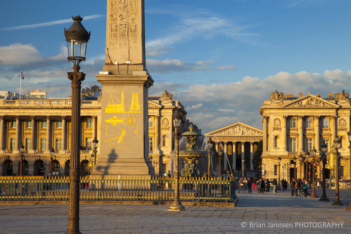 Sunset in Place de la Concorde, Paris France
